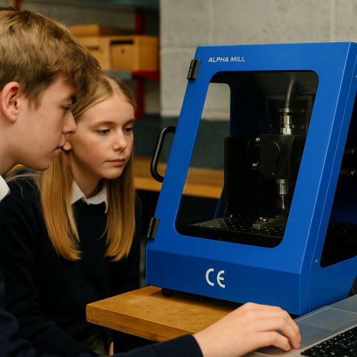 Alpha Mill CNC students at the manufacturing facility